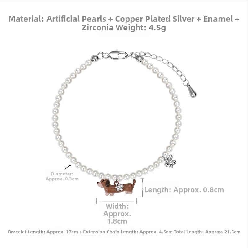 Nőknek szóló karkötő, állatmotívum, műgyöngy, elektroplatírozás, édes hűvös stílus