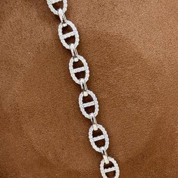 Disznóorr formájú karkötő gyémántokkal, ezüst Sterling S925, Seiko feldolgozás, uniszex, divat ékszerek (S925 Sterling ezüst, Seiko feldolgozás, Uniszex, Divat, Kéz ékszerek)