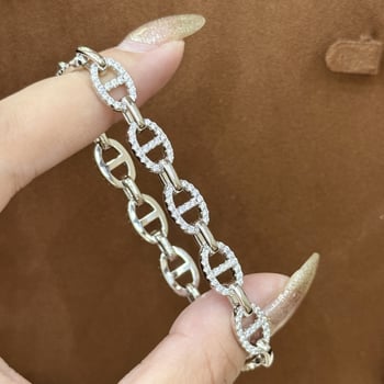 Disznóorr formájú karkötő gyémántokkal, ezüst Sterling S925, Seiko feldolgozás, uniszex, divat ékszerek (S925 Sterling ezüst, Seiko feldolgozás, Uniszex, Divat, Kéz ékszerek)