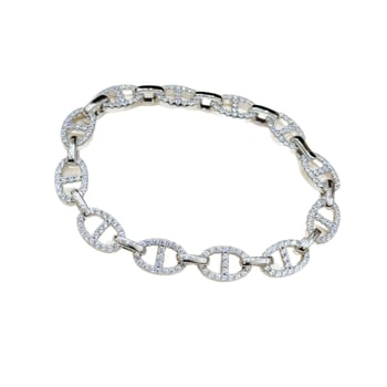 Disznóorr formájú karkötő gyémántokkal, ezüst Sterling S925, Seiko feldolgozás, uniszex, divat ékszerek (S925 Sterling ezüst, Seiko feldolgozás, Uniszex, Divat, Kéz ékszerek)