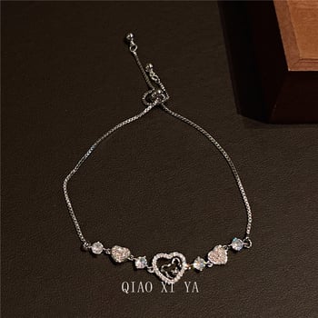 Réz szív alakú karkötő valódi aranyozással, húzózsinóros zárás, női könnyű luxus stílusú, márka Qiao xiya