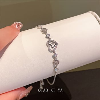 Réz szív alakú karkötő valódi aranyozással, húzózsinóros zárás, női könnyű luxus stílusú, márka Qiao xiya