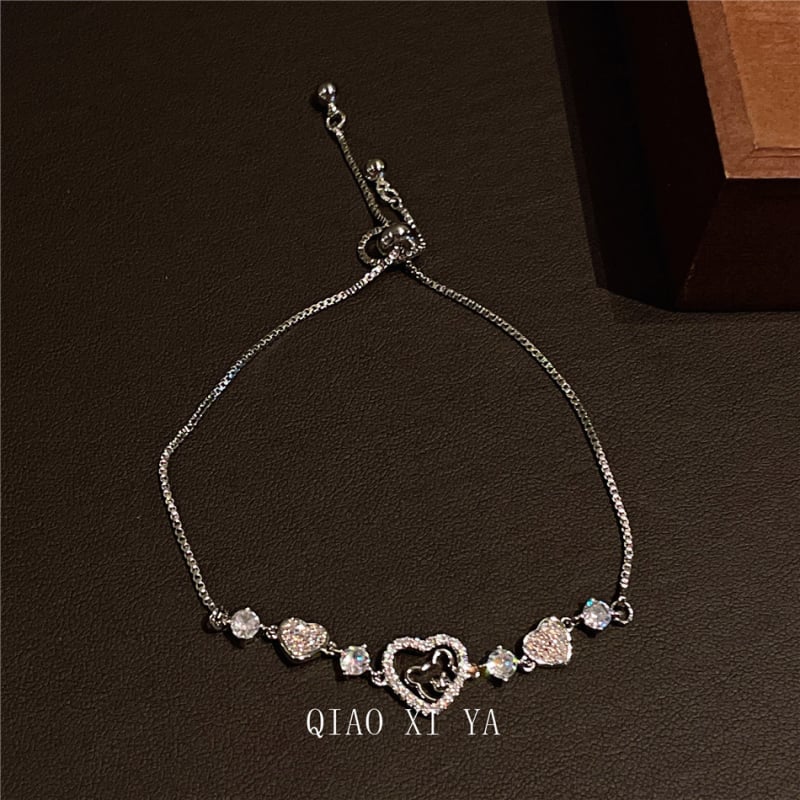 Réz szív alakú karkötő valódi aranyozással, húzózsinóros zárás, női könnyű luxus stílusú, márka Qiao xiya