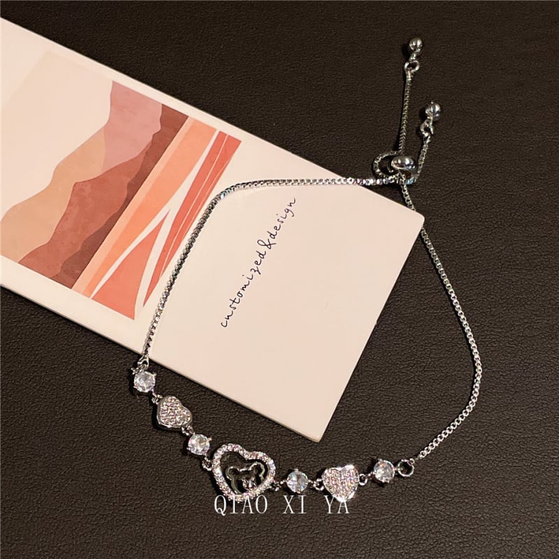 Réz szív alakú karkötő valódi aranyozással, húzózsinóros zárás, női könnyű luxus stílusú, márka Qiao xiya