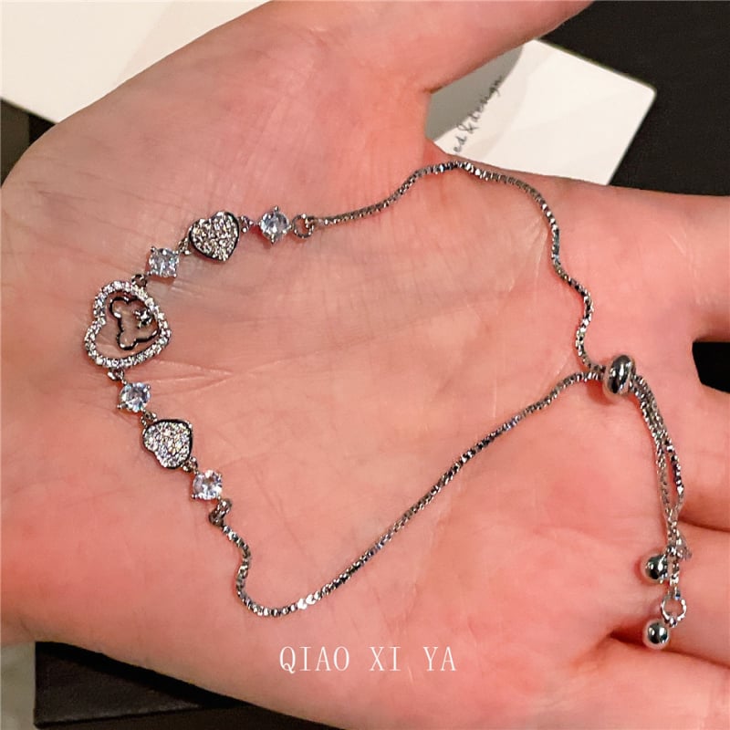 Réz szív alakú karkötő valódi aranyozással, húzózsinóros zárás, női könnyű luxus stílusú, márka Qiao xiya