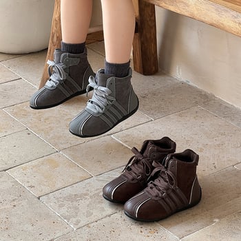 Gyerekeknek szóló Martin csizma, műbőr felső, Velcro-zár, alacsony szár, téli vízálló