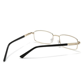 Ochelari de citit cu design modern din cristal pentru adulți, ramă pătrată metalică, lentile PC cu protecție UV și anti-lumină albastră, compatibile cu dioptrii.