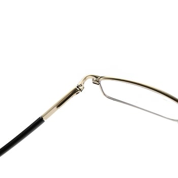 Ochelari de citit cu design modern din cristal pentru adulți, ramă pătrată metalică, lentile PC cu protecție UV și anti-lumină albastră, compatibile cu dioptrii.