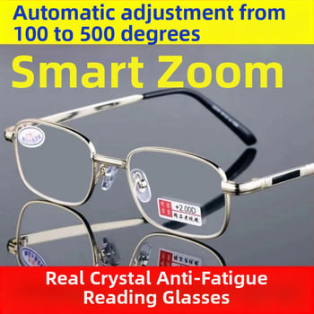 Hnzm95 Automatikus állítású olvasószemüveg, teljes keret, zoom funkció, kékfény-szűrés felnőtteknek