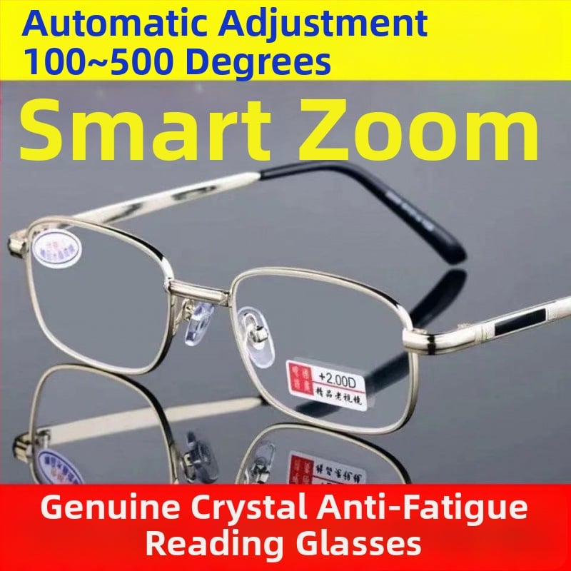 Hnzm95 Automatikus állítású olvasószemüveg, teljes keret, zoom funkció, kékfény-szűrés felnőtteknek