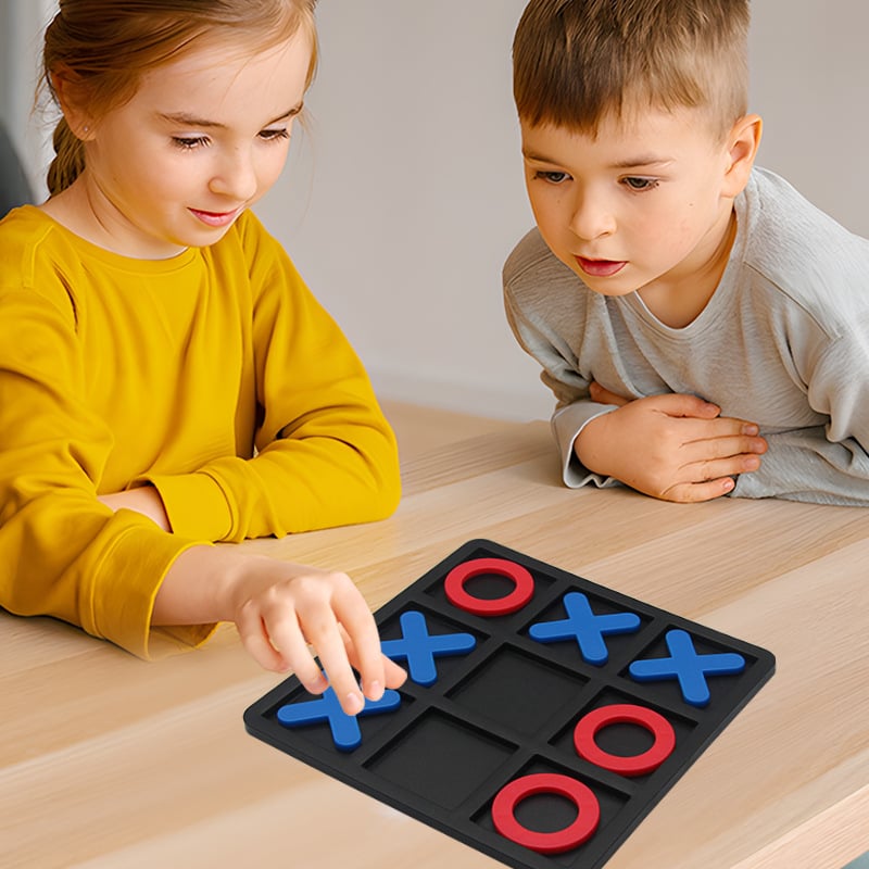 Gyerekeknek szóló oktató Tic-Tac-Toe játék – környezetbarát műanyagból, interaktív oktató játék, injekciós formázás nem fakul, nem hajtogatható tábla, 4–6 éveseknek