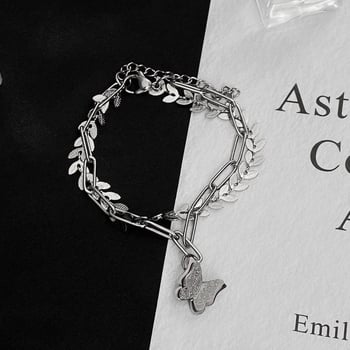 Női titánacél kettős rétegű pillangó karkötő minimalist dizájnnal