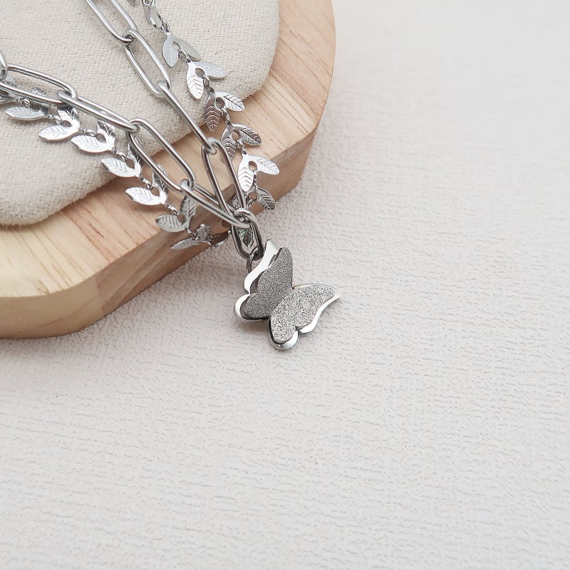 Női titánacél kettős rétegű pillangó karkötő minimalist dizájnnal