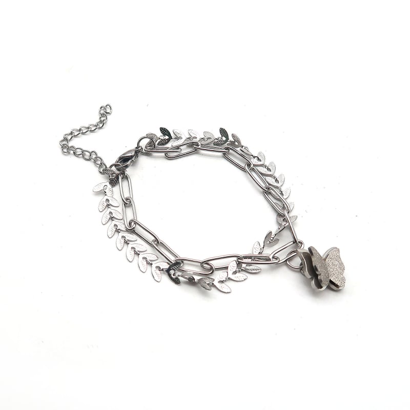 Női titánacél kettős rétegű pillangó karkötő minimalist dizájnnal