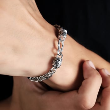 Férfi karkötő - titánacél, elektroplakolás, uniszex, geometriai forma (Anyag: Titánacél; Feldolgozás: Elektroplakolás; Stílus: Uniszex, Egyszerű; Forma: Geometriai)