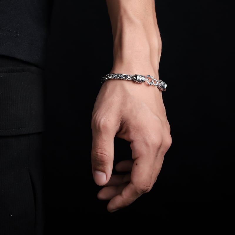 Férfi karkötő - titánacél, elektroplakolás, uniszex, geometriai forma (Anyag: Titánacél; Feldolgozás: Elektroplakolás; Stílus: Uniszex, Egyszerű; Forma: Geometriai)