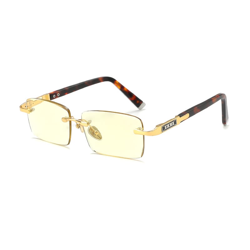 Keret nélküli olvasó szemüveg, kristálylencsék, lemez- és fémkeret, támogatja a rövidlátást, kerek arcúaknak megfelelő