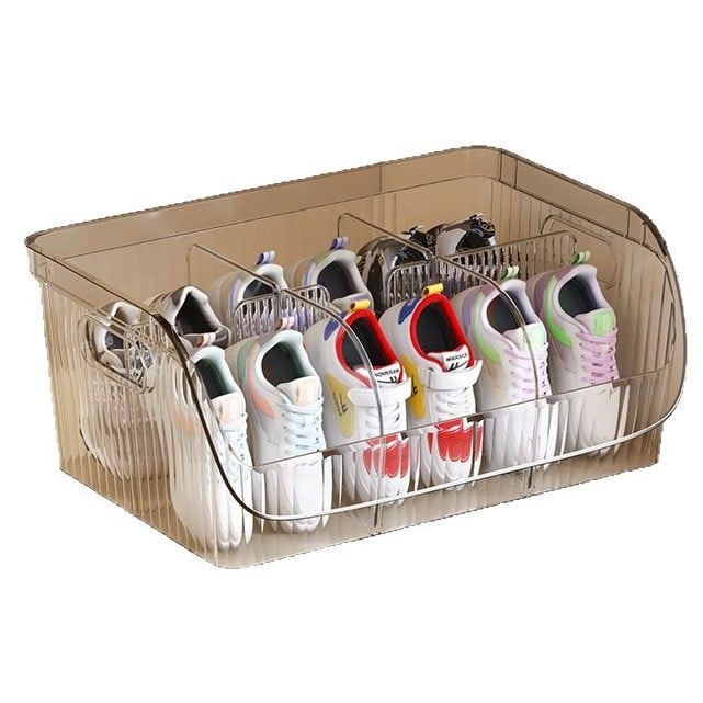 Cipő tároló doboz rekeszekkel, rakható, PET műanyagból, 1 L kapacitás, extra nagy méret