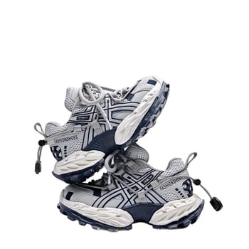 Gyerekeknek szóló Dad Shoes stílusú sportcipő: hálós felsőrész, csíkos minta, Velcro-zárás, csúszásmentes talp és ütéscsillapítás, 4–16 éveseknek