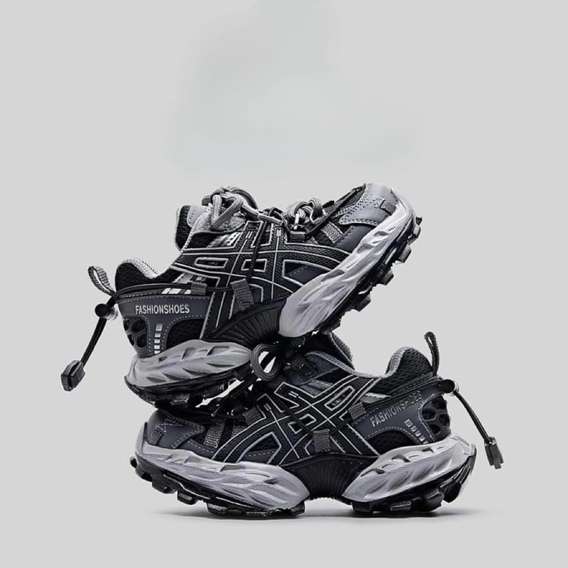 Gyerekeknek szóló Dad Shoes stílusú sportcipő: hálós felsőrész, csíkos minta, Velcro-zárás, csúszásmentes talp és ütéscsillapítás, 4–16 éveseknek