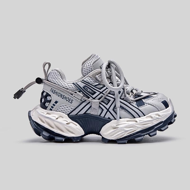 Gyerekeknek szóló Dad Shoes stílusú sportcipő: hálós felsőrész, csíkos minta, Velcro-zárás, csúszásmentes talp és ütéscsillapítás, 4–16 éveseknek