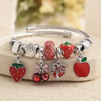 DIY eper alakú gyöngyös karkötő — cinkötvözet, elektroplat bevonat, gyümölcs forma, nyár 2025 kiadás