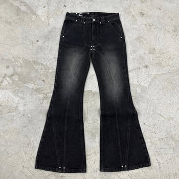 Nadrág egyenes szabású - mosott farmer elasztikával, retro hip-hop stílus - középső derék, normál súly, 80-90% pamut denim