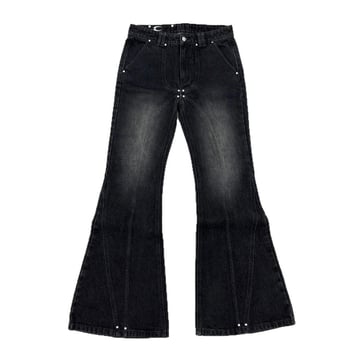 Nadrág egyenes szabású - mosott farmer elasztikával, retro hip-hop stílus - középső derék, normál súly, 80-90% pamut denim