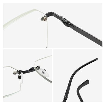 Olvasószemüveg keret nélküli, bifokális lencsék, kékfény elleni védelem, hordozható, összecsukható