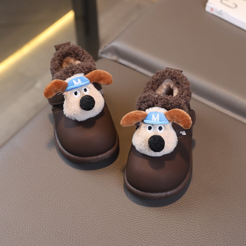 Детски зимни ботуши до глезена с горна част от велур, подплата от флис, пластмасова подметка, корейски стил, за деца на възраст 1–12 години