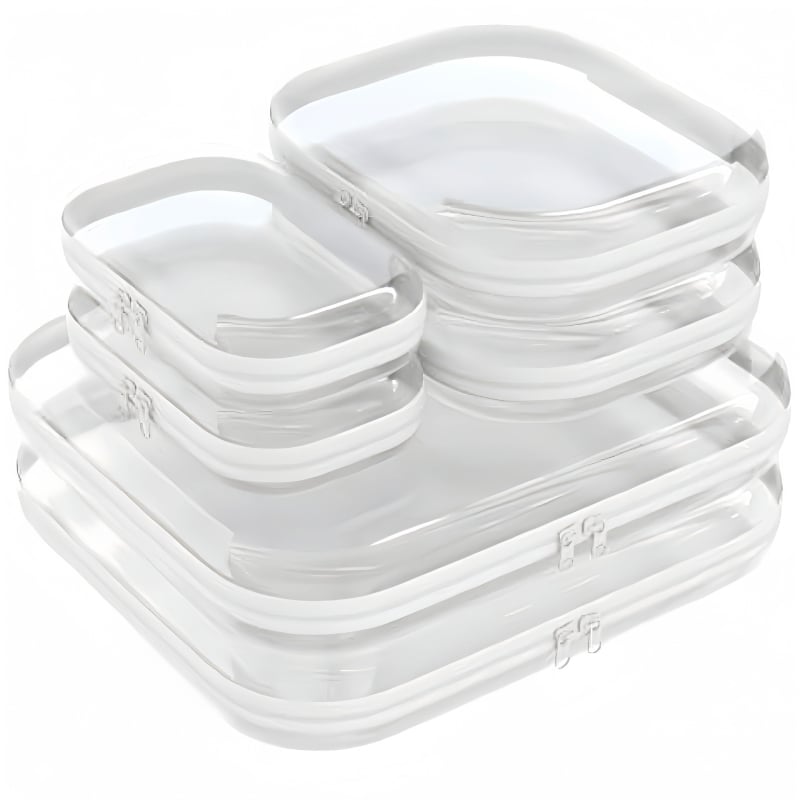 Kocka alakú PET utazótároló táska, modell HJ01, többfunkciós szervező sminkhez, kozmetikumokhoz és higiéniai termékekhez