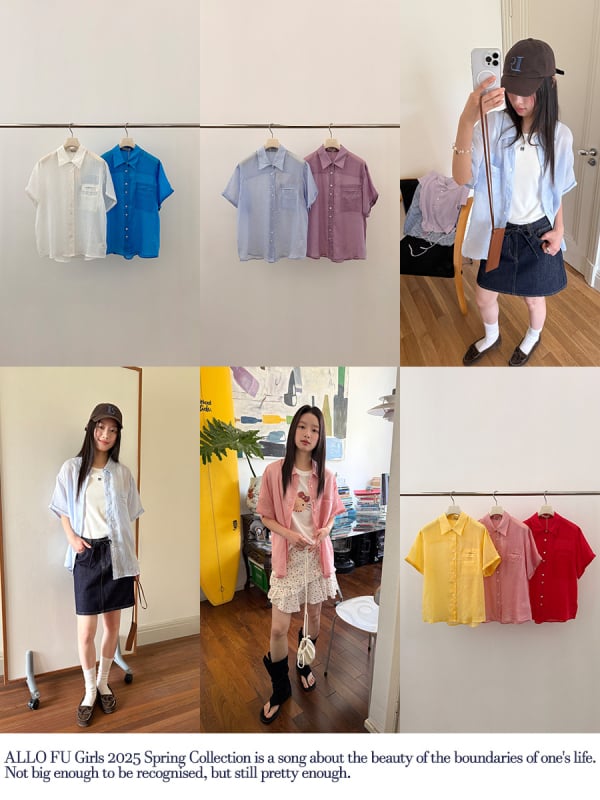 Női ramie anyagú rövid ujjú ing, koreai–japán lazább stílus, bő szabás, gallér, egy soros gombolás