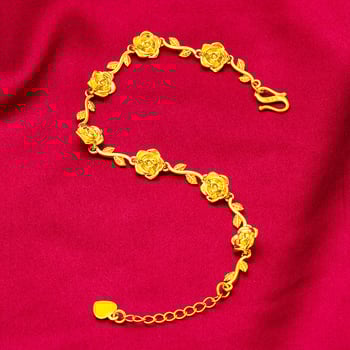 Sárgarézből készült virág alakú karkötő elektroplakálással — eredeti tervezés nők számára