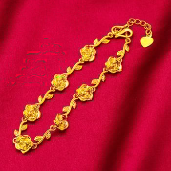 Sárgarézből készült virág alakú karkötő elektroplakálással — eredeti tervezés nők számára