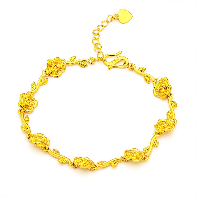 Sárgarézből készült virág alakú karkötő elektroplakálással — eredeti tervezés nők számára