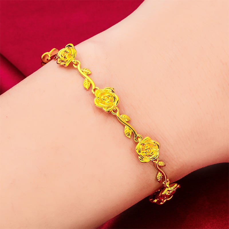 Sárgarézből készült virág alakú karkötő elektroplakálással — eredeti tervezés nők számára