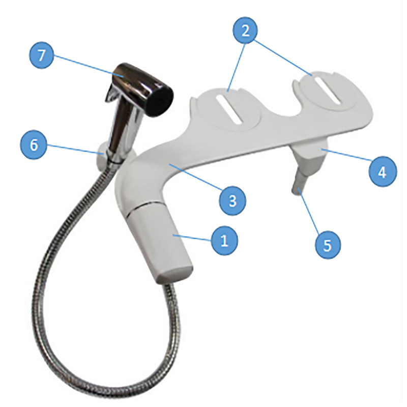Ultra vékony vécéfedél-bidé adapter, ABS, modell 075, furatok közötti távolság 136–200 mm, öblítés, CUPC tanúsítvány