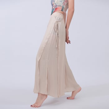 Hálózatos nyakú top és széles nadrág – táncruházat, mintázat: Solid; anyag: poliészter 95%; bélés: háló; évszakok: nyár, tavasz, ősz; alkalom: Belly Dance és színpadi előadások