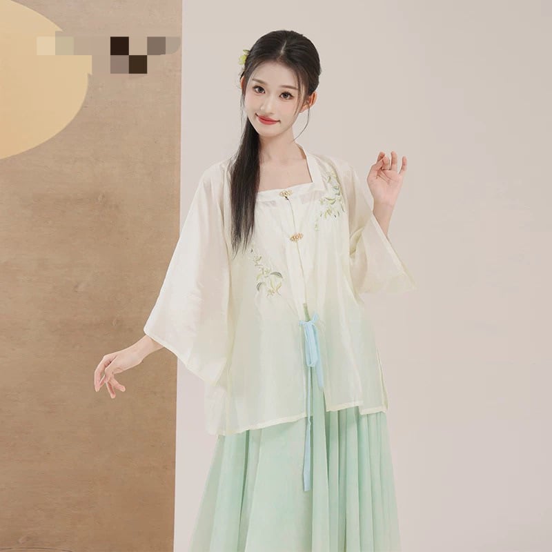 Hímzett chiffon külső köntös gradienttel átmenetes teljes szoknyával kínai tánchoz – gyakorlatruha | Anyag: chiffon/polieszter; Fő anyag: poliészter; Alkalom: belly dance; Szezon: 2022 nyár