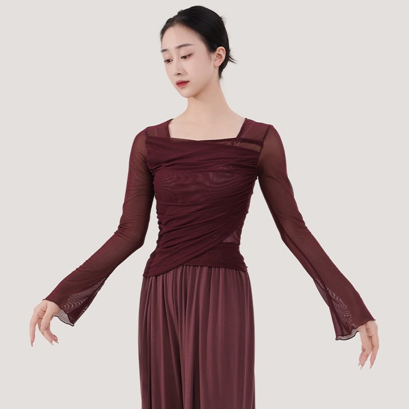 Női táncruha klasszikus tánchoz — rugalmas háló, poliészter, bélés pamut; felnőtt, megfelelő téli, tavaszi és őszi időszakokra