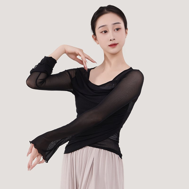 Női táncruha klasszikus tánchoz — rugalmas háló, poliészter, bélés pamut; felnőtt, megfelelő téli, tavaszi és őszi időszakokra