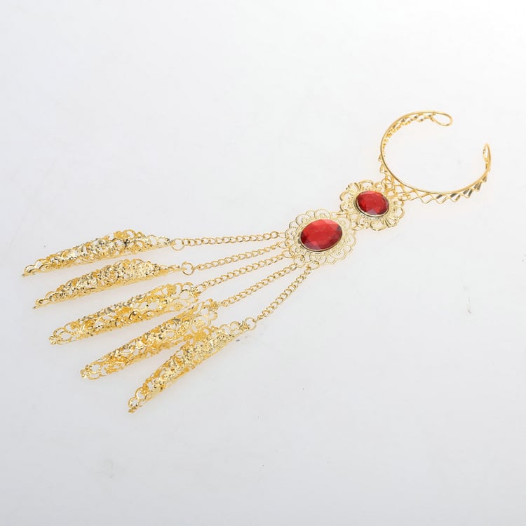 Xinjiang etnikus stílusú táncruha Thousand-Hand Guanyin köröm készlettel, Spandex anyag és fém bevonatos részletekkel — Belly Dance, nőknek, 2023 tavasz