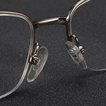 Olvasó szemüveg, akril lencsékkel, titanötvözet keret, félkeretes dizájn, négyszögletes forma, közelre és távolra látásra