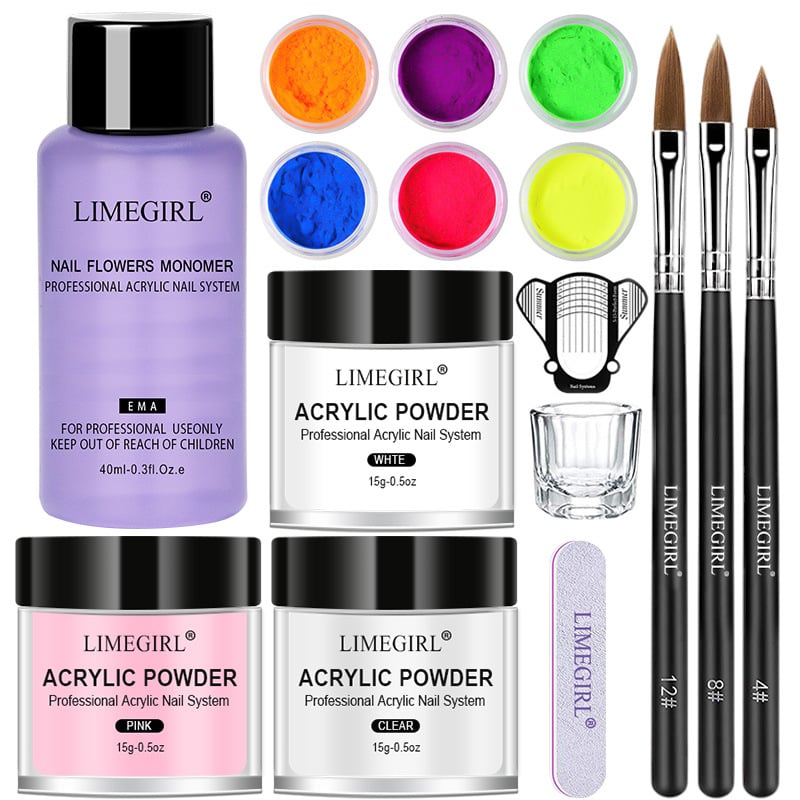 Σετ περιποίησης νυχιών με πούδρα κρυστάλλινη και φρεζα νυχιών, μάρκα Limegirl, υλικό: ρητίνη, κατάλληλο για αρχάριους