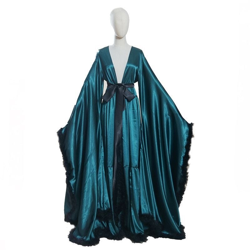 Női színpadi ruha pulykapenő díszítéssel, harang alakú ujjak, pamutkeverék anyag 30-50% spandex és 30-50% akril, 2023 tavasz