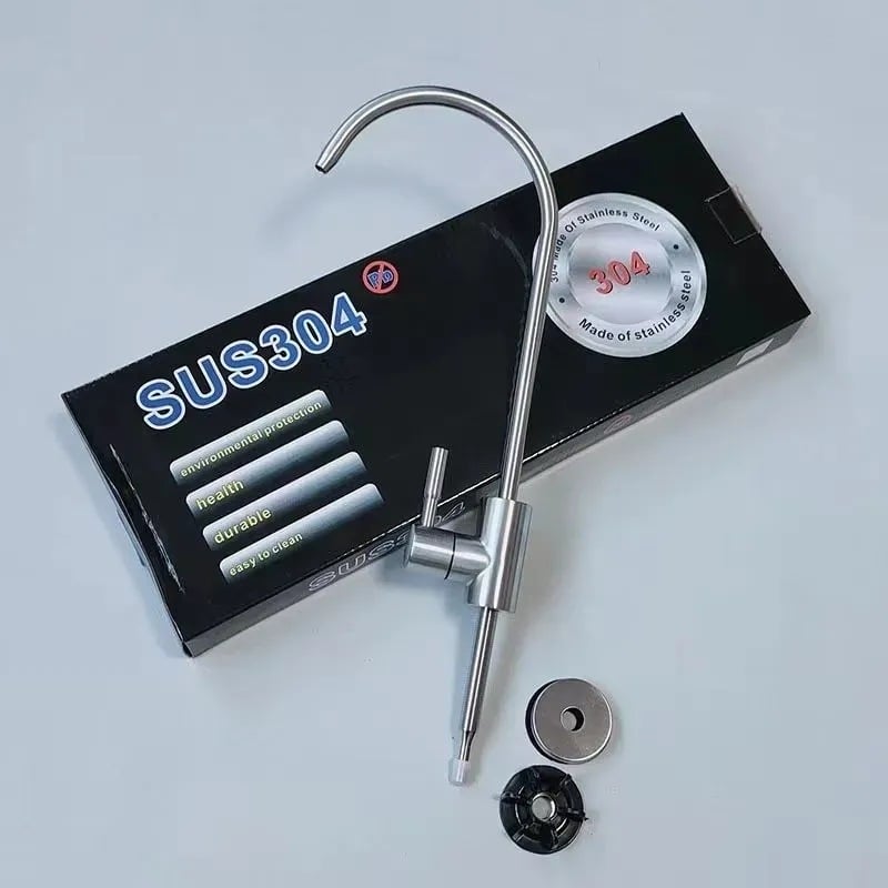 Konyhai gooseneck csaptelep, modell J-01, rozsdamentes acél, kerámiás szeleppel, 10 mm bemenet/kimenet, ülésátmérő 4 cm