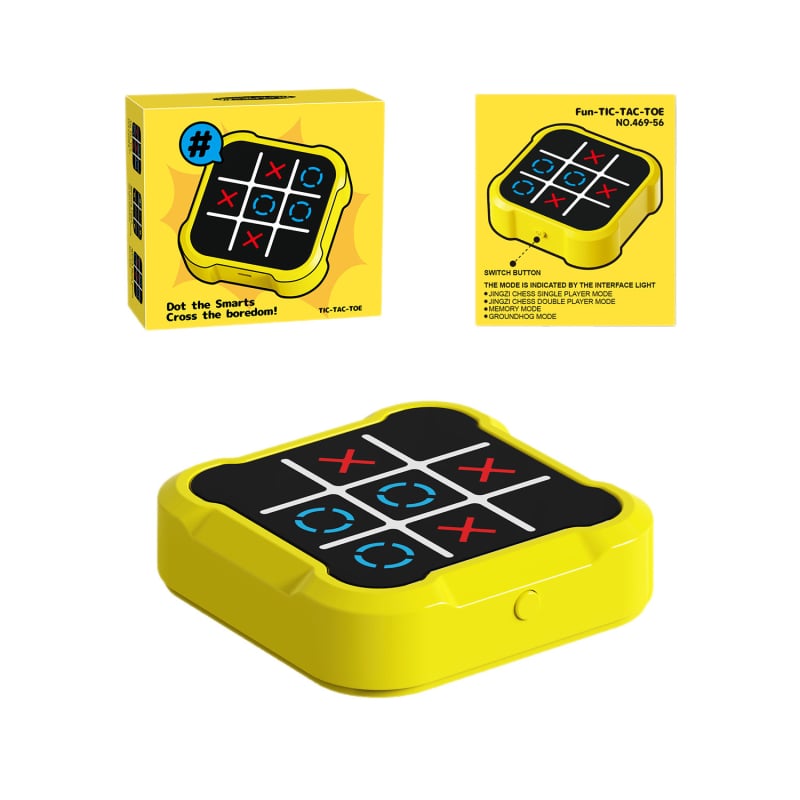 Joc electronic portabil Tic-Tac-Toe pentru copii — puzzle educativ, interacțiune pentru doi jucători, stimulează gândirea logică, construcție din plastic