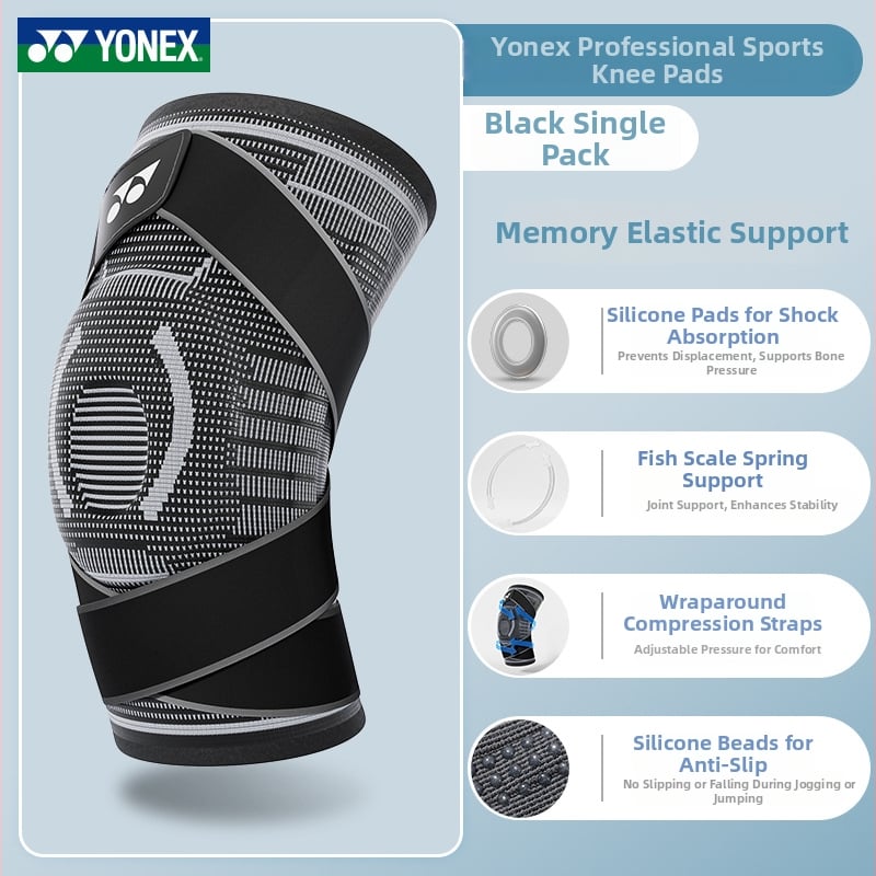 Yonex protecții pentru genunchi pentru adulți – protecție de genunchi din fibre de poliester pentru badminton, baschet, drumeții și fitness în aer liber