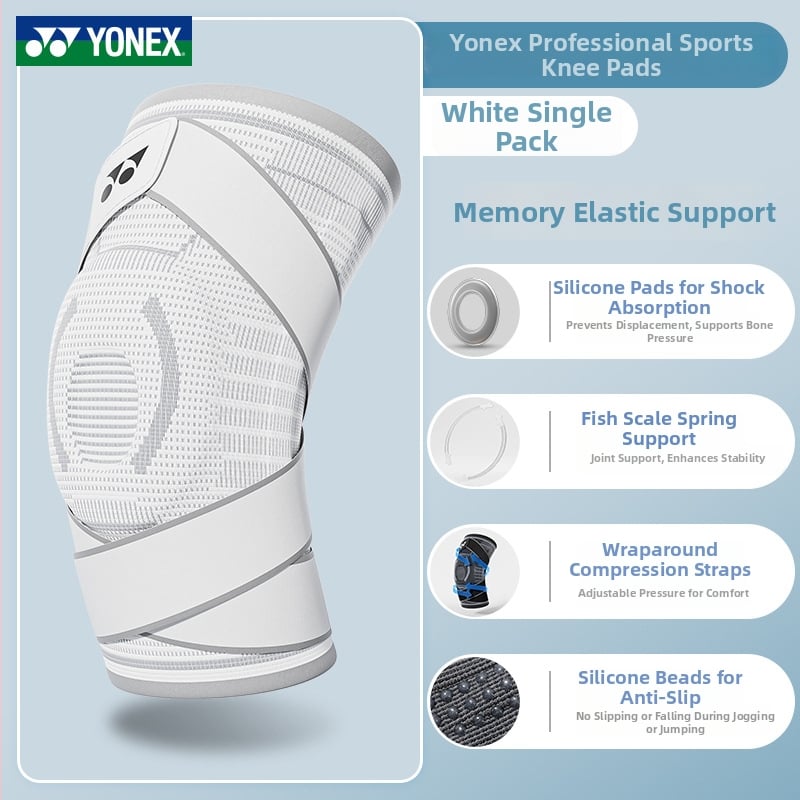 Yonex protecții pentru genunchi pentru adulți – protecție de genunchi din fibre de poliester pentru badminton, baschet, drumeții și fitness în aer liber
