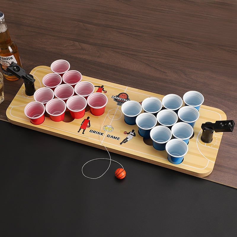 Mini Beerpong Asztali Játék Shot Pohárral és Futball–Kosárlabda Tábla Pinball (Fából; Huanyu; 7–60 éveseknek; Beltéri)
